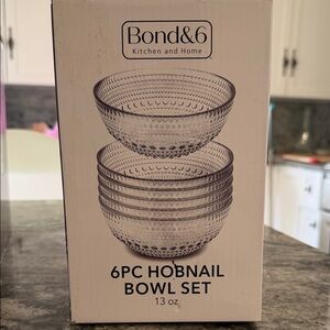 Clear Hobnail Bowl Set - 6 Piece